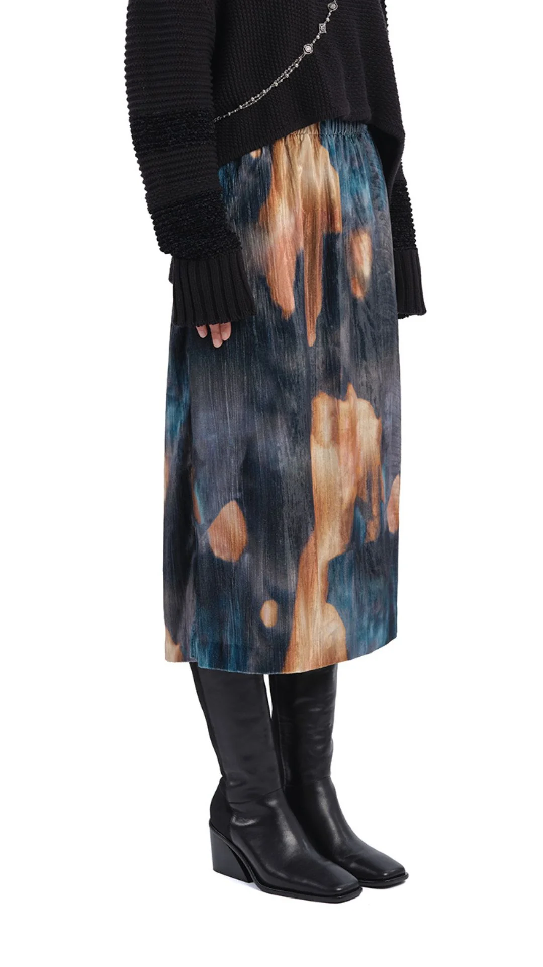 Watercolour Graphic Velour Printed Skirt - Umamrii