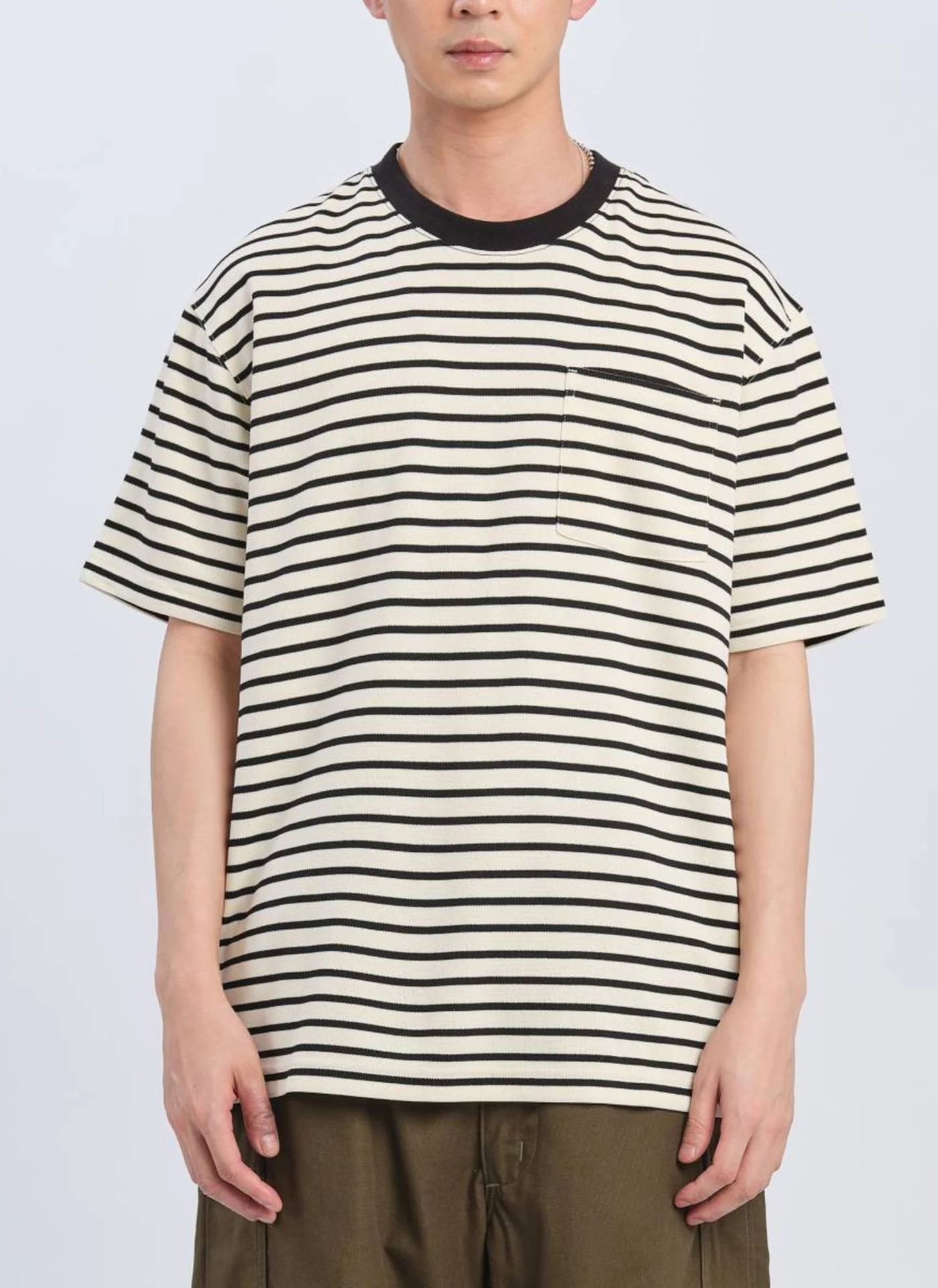 Jacquard Short Sleeves Border Top (T03) - Umamrii