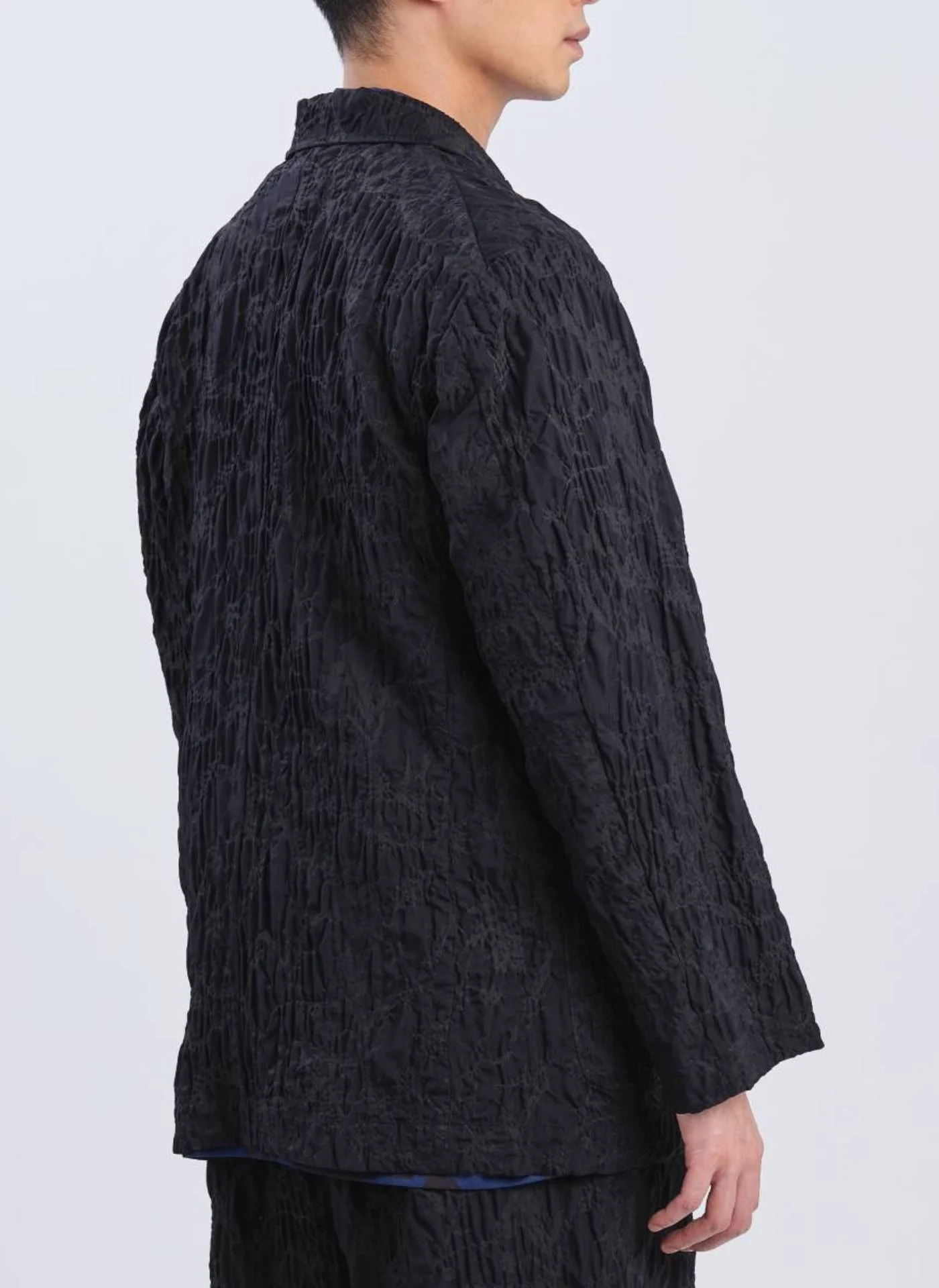 Embossed Fabric Double Breasted Blazer - Umamrii