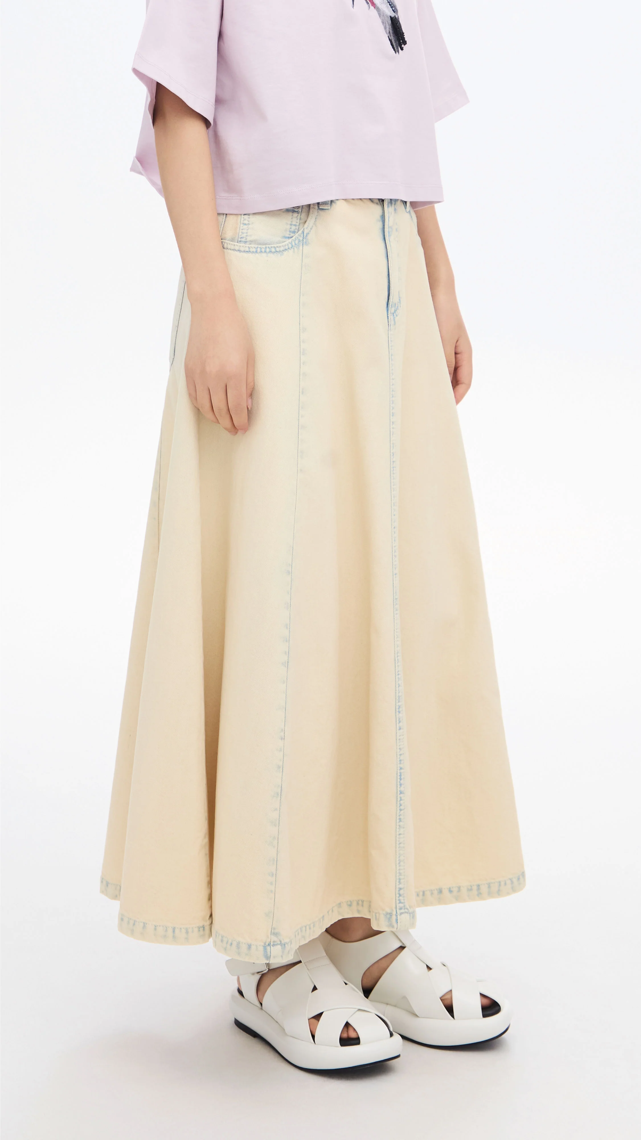 Bleach-washed Denim Skirt - Umamrii