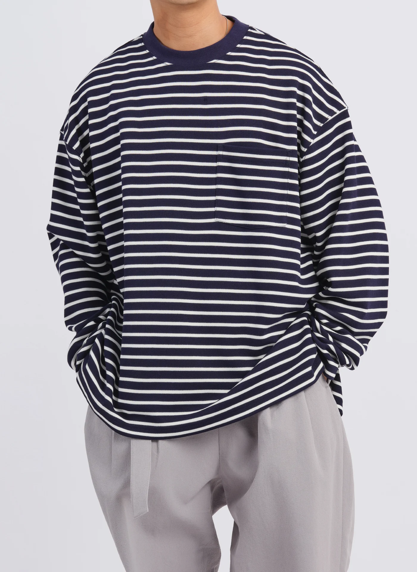 Jacquard Long Sleeves Border Top (T-06) - Umamrii