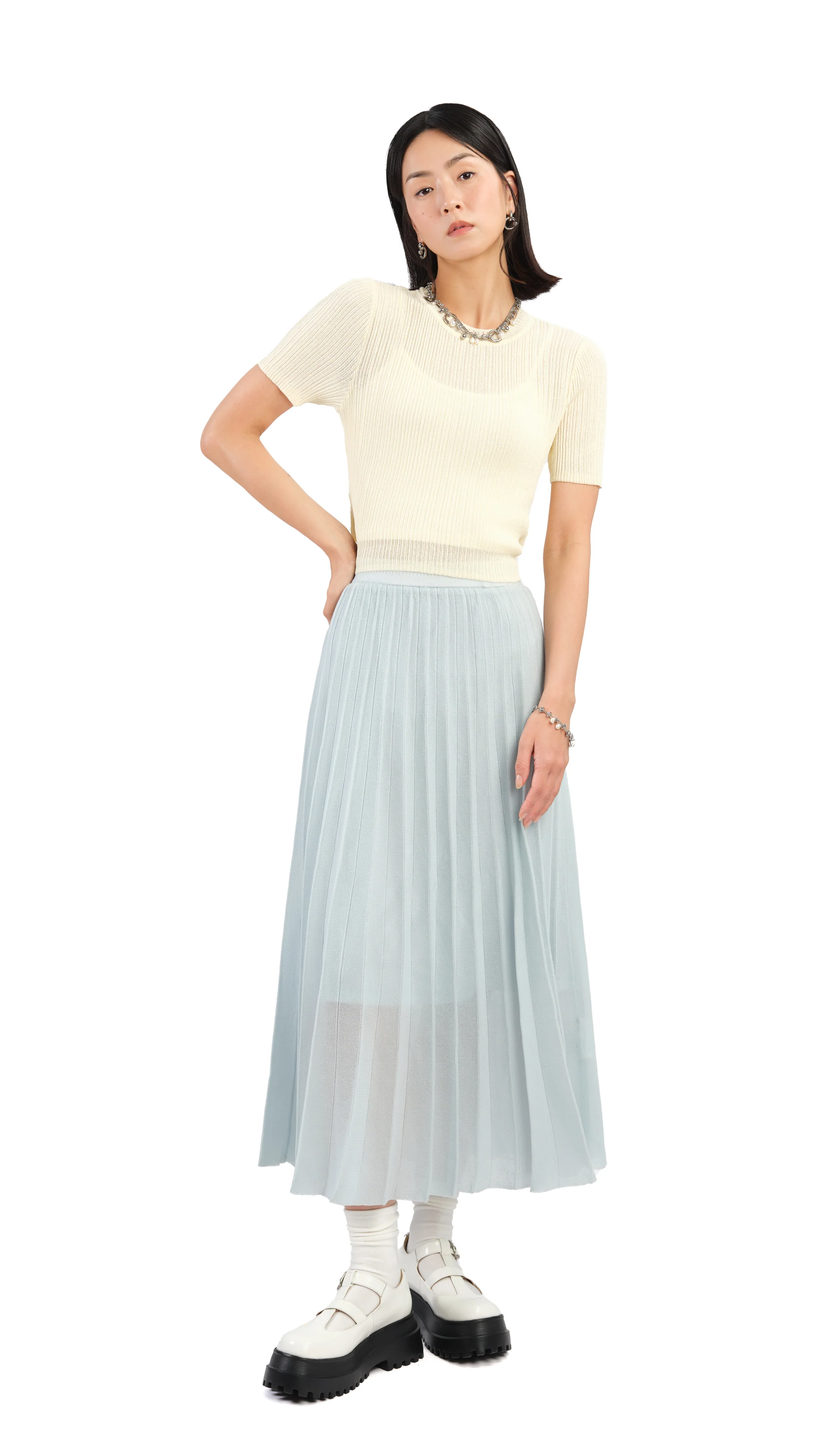 Short Sleeves Tie-Waist Sweater - Umamrii