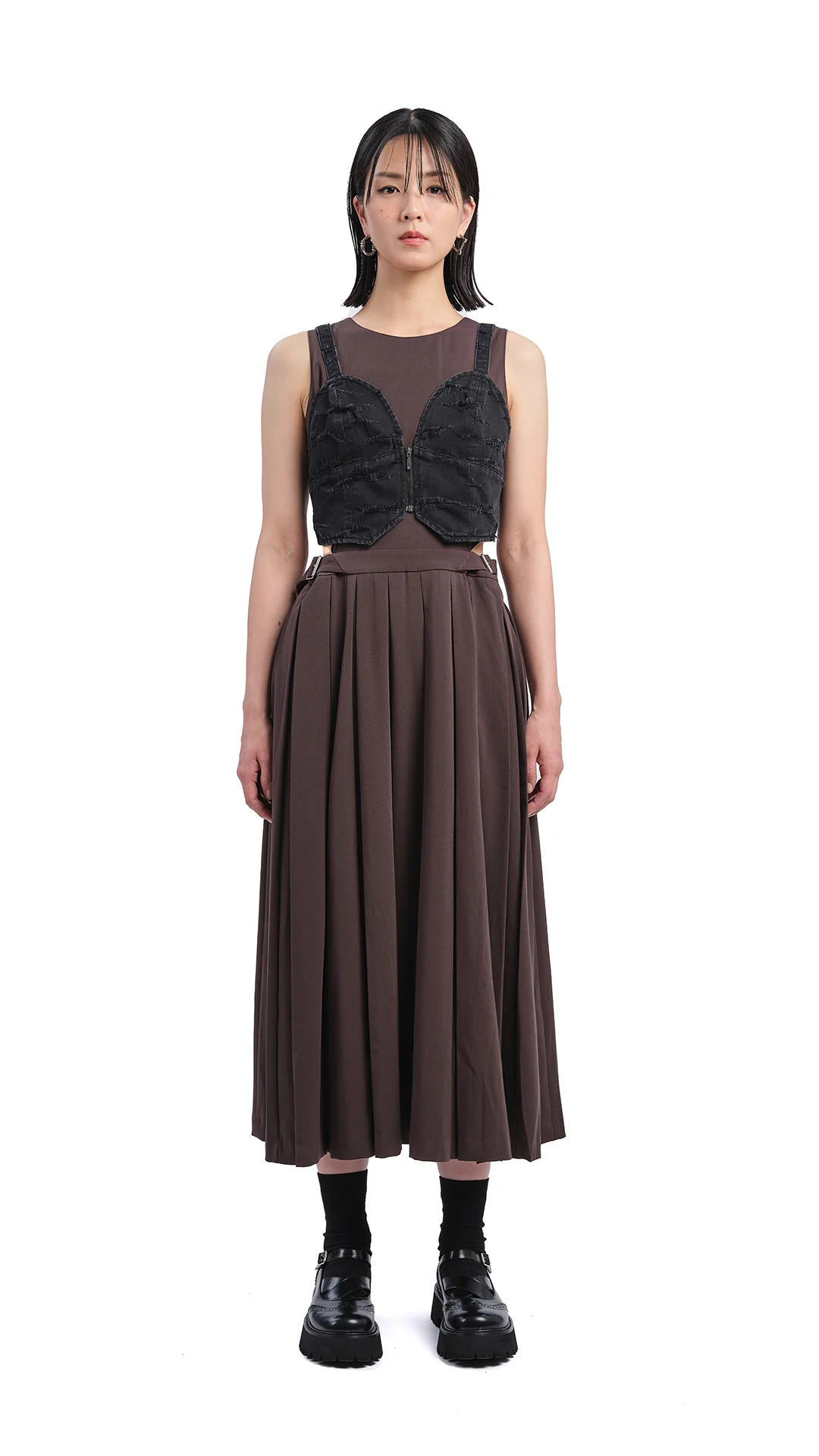 Pleated Cut-out Dress - Umamrii